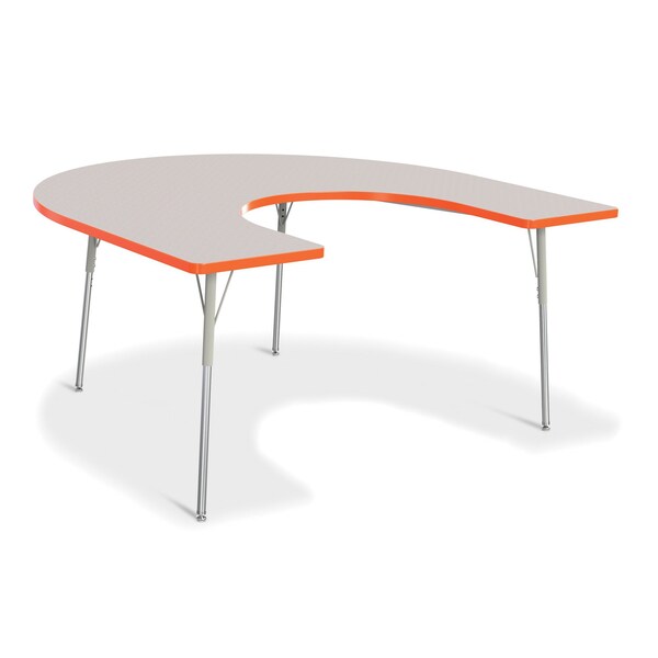 Berries Horseshoe Activity Table, 66 in. x 60 in., A-height, Freckled Gray/Orange/Gray